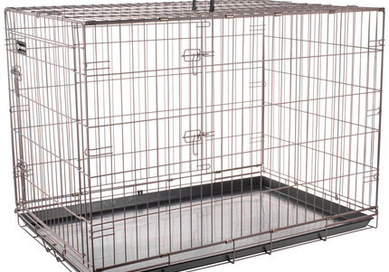 Flamingo Ebo Taupe Metal Dog Cage XL – Sturdy Spacious Crate with Secure Latch, 70x109x77cm