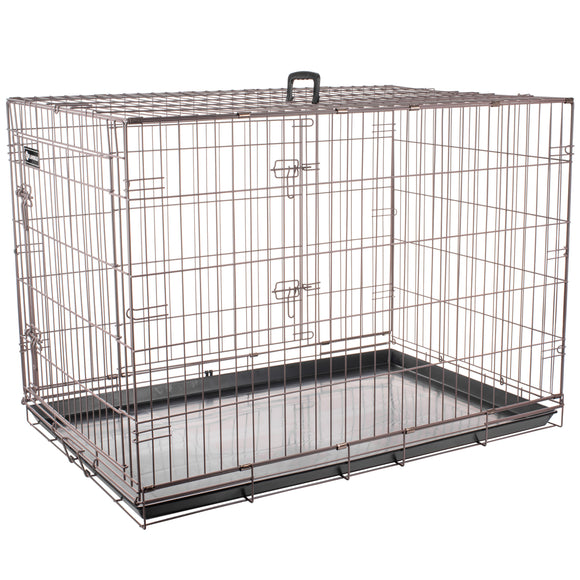 Flamingo Ebo Taupe Metal Dog Cage XL – Sturdy Spacious Crate with Secure Latch, 70x109x77cm