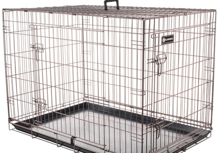 Flamingo Ebo Taupe Metal Dog Cage XL – Sturdy Spacious Crate with Secure Latch, 70x109x77cm