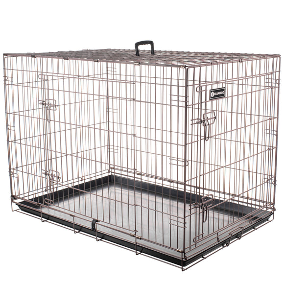 Flamingo Ebo Taupe Metal Dog Cage XXL – Spacious Durable Crate with Secure Double Doors
