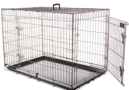 Flamingo Ebo Taupe Metal Dog Cage XL – Sturdy Spacious Crate with Secure Latch, 70x109x77cm