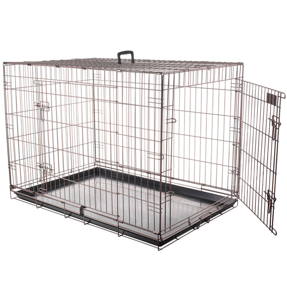 Flamingo Ebo Taupe Metal Dog Cage XL – Sturdy Spacious Crate with Secure Latch, 70x109x77cm
