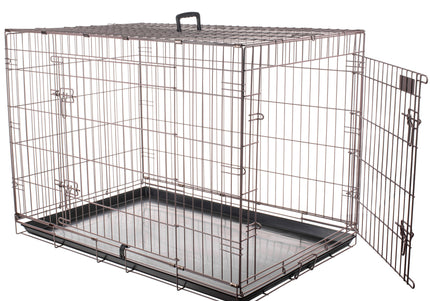 Flamingo Ebo Taupe Metal Dog Cage XXL – Spacious Durable Crate with Secure Double Doors