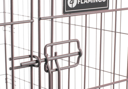 Flamingo Ebo Taupe Metal Dog Cage XL – Sturdy Spacious Crate with Secure Latch, 70x109x77cm
