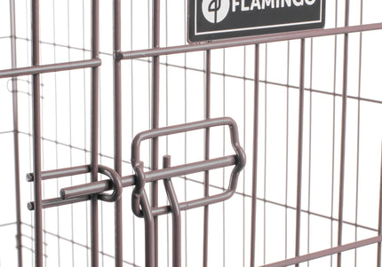Flamingo Ebo Taupe Metal Dog Cage XXL – Spacious Durable Crate with Secure Double Doors