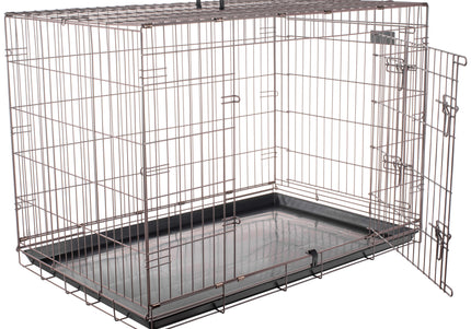 Flamingo Ebo Taupe Metal Dog Cage XL – Sturdy Spacious Crate with Secure Latch, 70x109x77cm