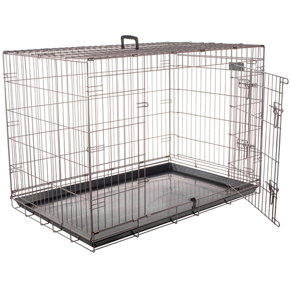 Flamingo Ebo Taupe Metal Dog Cage XL – Sturdy Spacious Crate with Secure Latch, 70x109x77cm