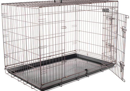 Flamingo Ebo Taupe Metal Dog Cage XXL – Spacious Durable Crate with Secure Double Doors