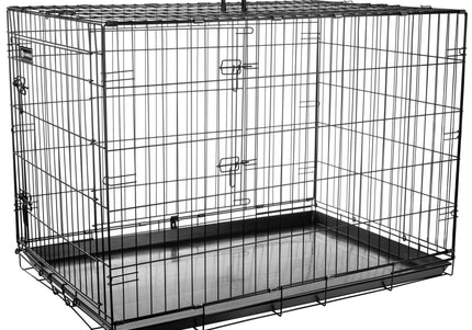 Flamingo Ebo Black Metal Dog Cage XL – Sturdy Spacious Crate with Secure Double Doors