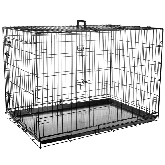 Flamingo Ebo Black Metal Dog Cage XL – Sturdy Spacious Crate with Secure Double Doors