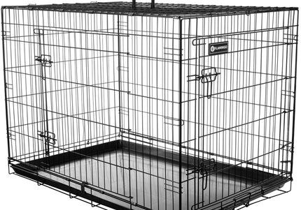 Flamingo Ebo Black Metal Dog Cage XL – Sturdy Spacious Crate with Secure Double Doors