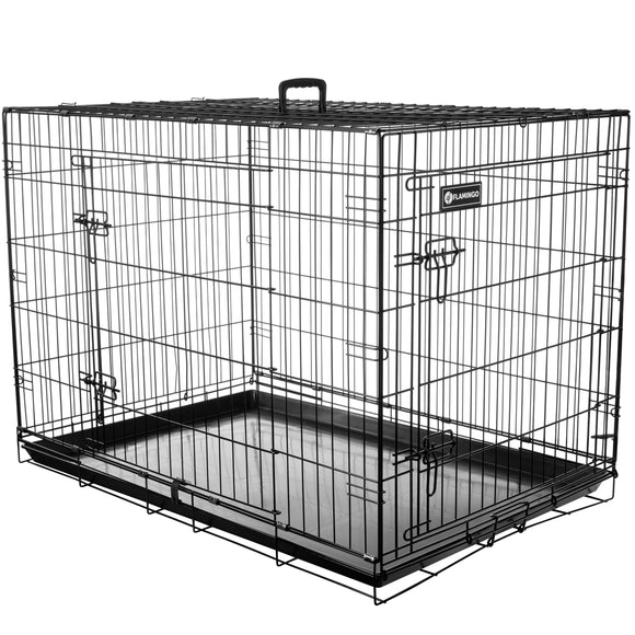 Flamingo Ebo Black Metal Dog Cage XXL – Heavy-Duty Secure Crate, 76x124x83cm