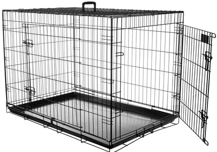 Flamingo Ebo Black Metal Dog Cage XL – Sturdy Spacious Crate with Secure Double Doors