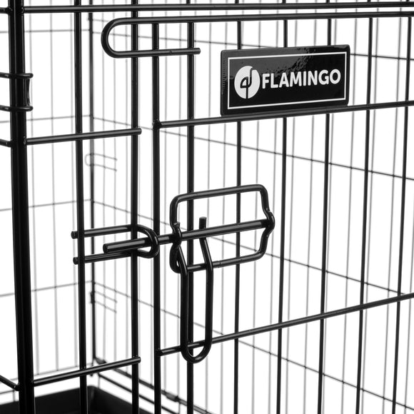 Flamingo Ebo Black Metal Dog Cage XXL – Heavy-Duty Secure Crate, 76x124x83cm