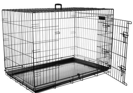 Flamingo Ebo Black Metal Dog Cage XL – Sturdy Spacious Crate with Secure Double Doors