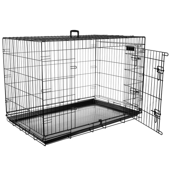 Flamingo Ebo Black Metal Dog Cage XL – Sturdy Spacious Crate with Secure Double Doors