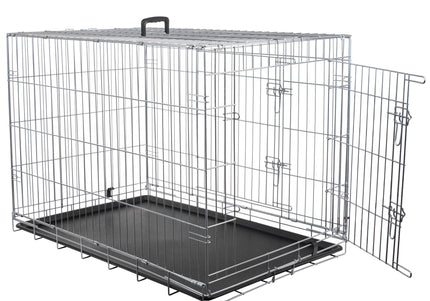 Flamingo Keo Silver Metal Dog Cage XXL – Sturdy Spacious Crate with Secure Latch, 76x120x82cm