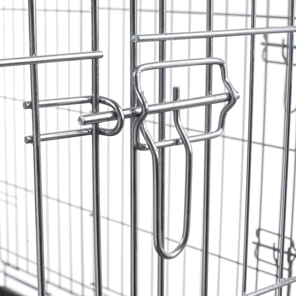 Flamingo Keo Silver Metal Dog Cage XL – Spacious Durable Crate with Secure Double Doors