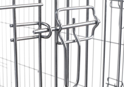 Flamingo Keo Silver Metal Dog Cage XXL – Sturdy Spacious Crate with Secure Latch, 76x120x82cm