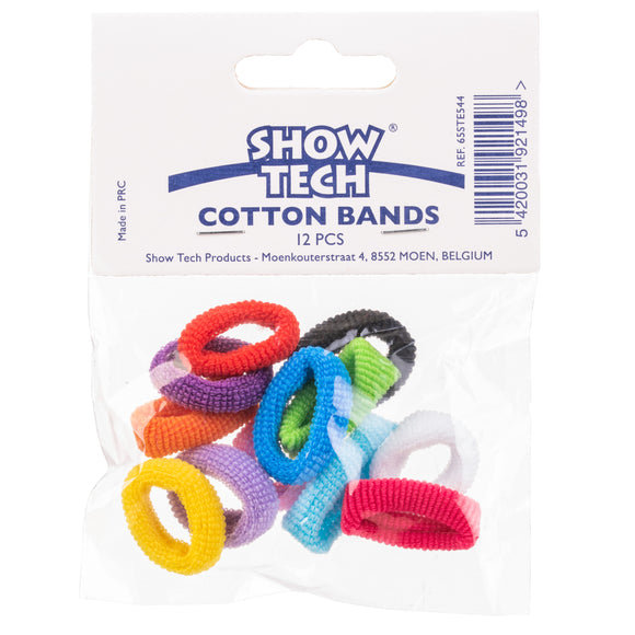 Show Tech Cotton Grooming Bands – Medium Size, Mixed Colors, 12 Pack
