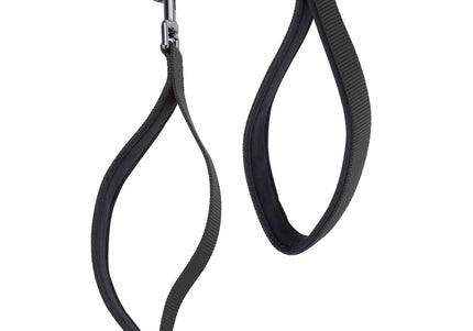 Flamingo Kayga Black Nylon Leash – Dual Handles, Elastic Pouch, 160cm x 25mm Durable Design