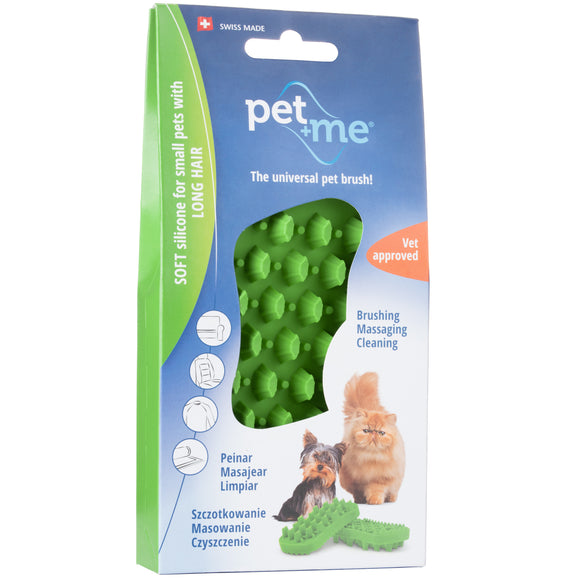 Pet+Me Soft Silicone Brush Green – Gentle Grooming Tool for Long, Thick Fur and Undercoat