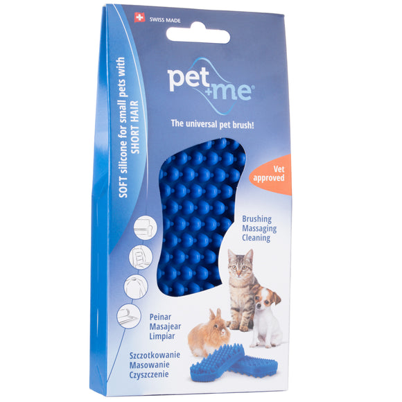 Pet+Me Soft Silicone Brush Blue – Gentle Grooming Tool for Short-Haired Pets, Hypoallergenic Design