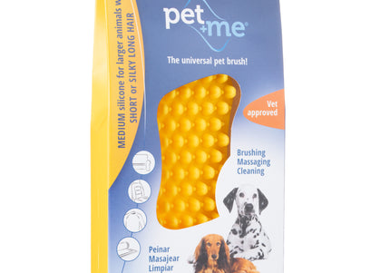 Pet+Me Medium Silicone Brush Yellow – Versatile Gentle Grooming Tool for All Fur Types