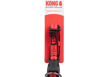 KONG Nylon Collar Red XL – Reflective Stitching, Durable Adjustable Design for Safety