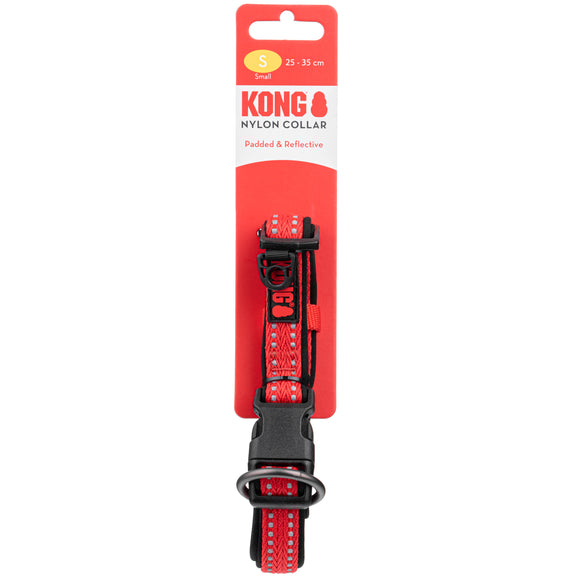 KONG Nylon Collar Red XL – Reflective Stitching, Durable Adjustable Design for Safety