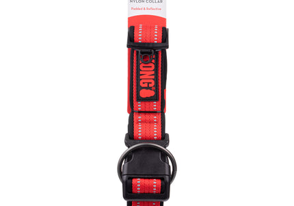 KONG Nylon Collar Red XL – Reflective Stitching, Durable Adjustable Design for Safety