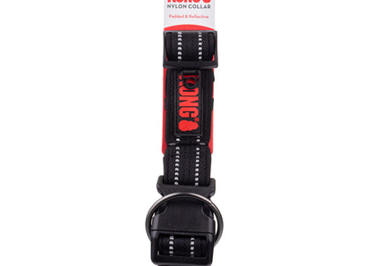 KONG Nylon Collar Black – XL Size with Reflective Stitching, Durable and Adjustable Design
