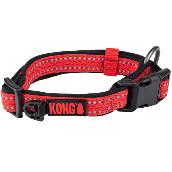 KONG Nylon Collar Red XL – Reflective Stitching, Durable Adjustable Design for Safety