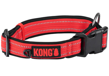 KONG Nylon Collar Red XL – Reflective Stitching, Durable Adjustable Design for Safety