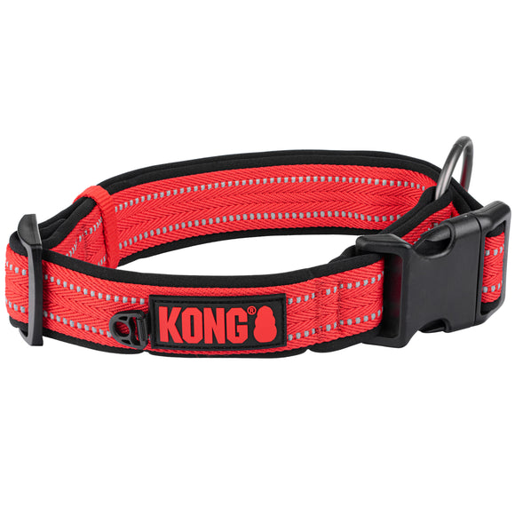 KONG Nylon Collar Red XL – Reflective Stitching, Durable Adjustable Design for Safety