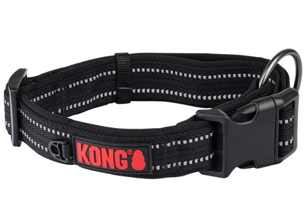 KONG Nylon Collar Black – XL Size with Reflective Stitching, Durable and Adjustable Design