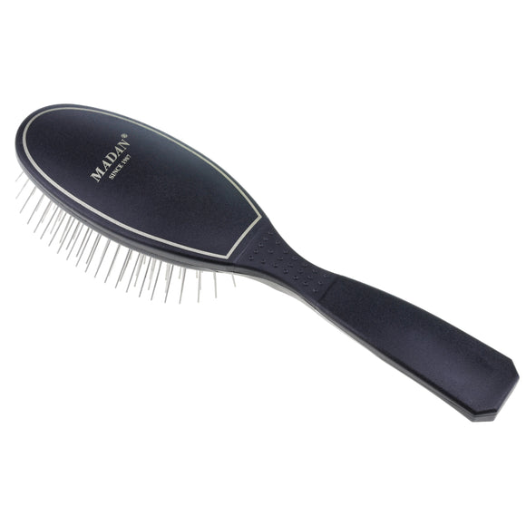 Madan Small Pin Brush – Ergonomic Handle, 22mm Medium-Soft Metal Pins, Sky Blue
