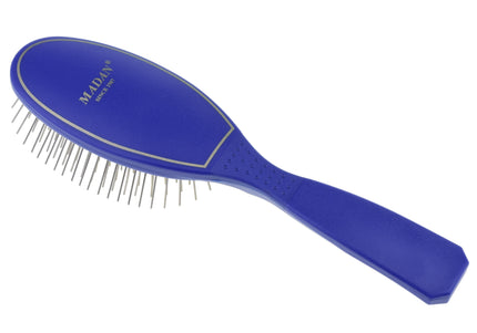 Madan Small Pin Brush – Ergonomic Handle, 22mm Medium-Soft Metal Pins, Sky Blue