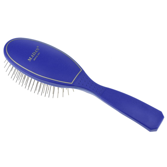 Madan Small Pin Brush – Ergonomic Handle, 22mm Medium-Soft Metal Pins, Sky Blue