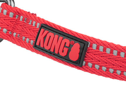 KONG Adjustable 5-in-1 Nylon Leash – Reflective Stitching, 200cm, Red, Versatile Design
