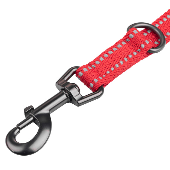 KONG Adjustable 5-in-1 Nylon Leash – Reflective Stitching, 200cm, Red, Versatile Design