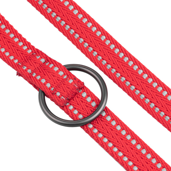 KONG Adjustable 5-in-1 Nylon Leash – Reflective Stitching, 200cm, Red, Versatile Design