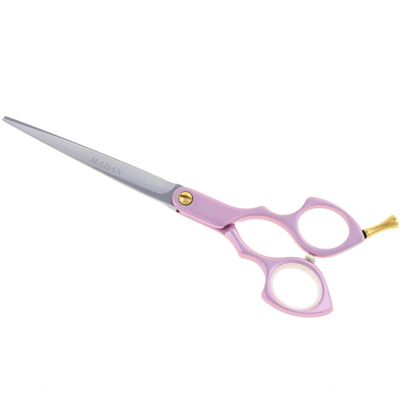 Madan Straight Grooming Scissors 6.5" – Ultra-Light Japanese Steel, Aluminum Handle, Purple