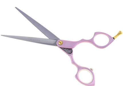 Madan Straight Grooming Scissors 6.5" – Ultra-Light Japanese Steel, Aluminum Handle, Purple