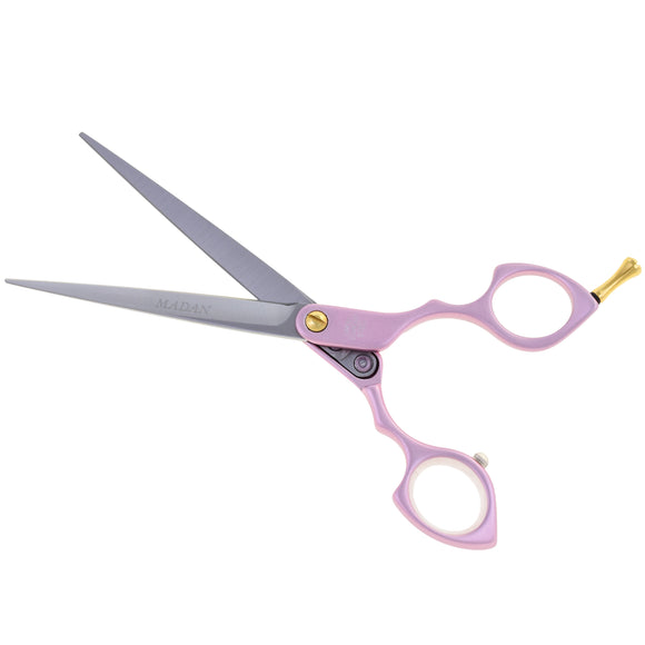 Madan Straight Grooming Scissors 6.5" – Ultra-Light Japanese Steel, Aluminum Handle, Purple