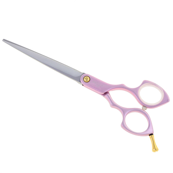 Madan Straight Grooming Scissors 6.5" – Ultra-Light Japanese Steel, Aluminum Handle, Purple