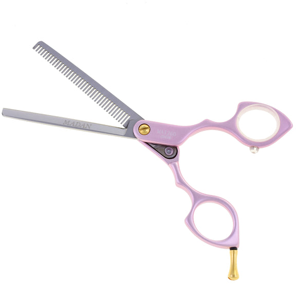 Madan 6.5" Thinning Scissors – Ultra-Light Japanese Steel, Single-Sided, Red Aluminum Handle