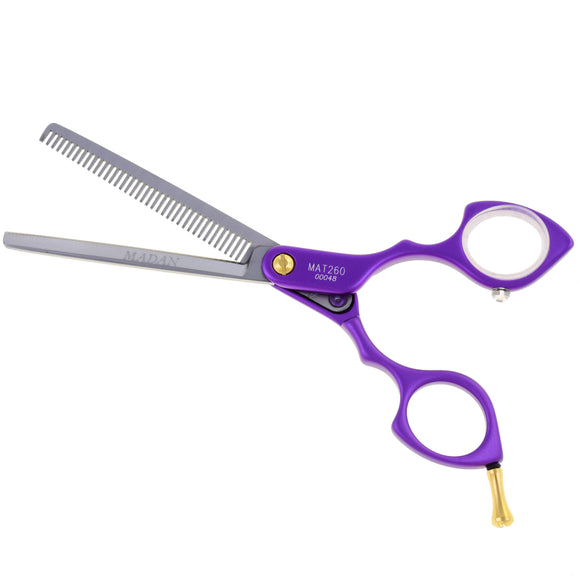 Madan 6.5" Thinning Scissors – Ultra-Light Japanese Steel, Single-Sided, Red Aluminum Handle