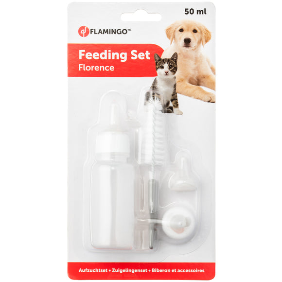 Flamingo Florence Feeding Set 50ml – Bottle with 3 Teats and Cleaning Brush, Precise Feeding
