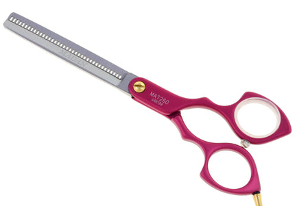 Madan 6.5" Thinning Scissors – Ultra-Light Japanese Steel, Single-Sided, Red Aluminum Handle